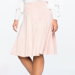 Light Pink Suede Flounce Skirt